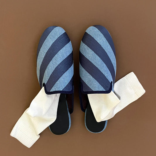 Blue Stripe Denim Toffla
