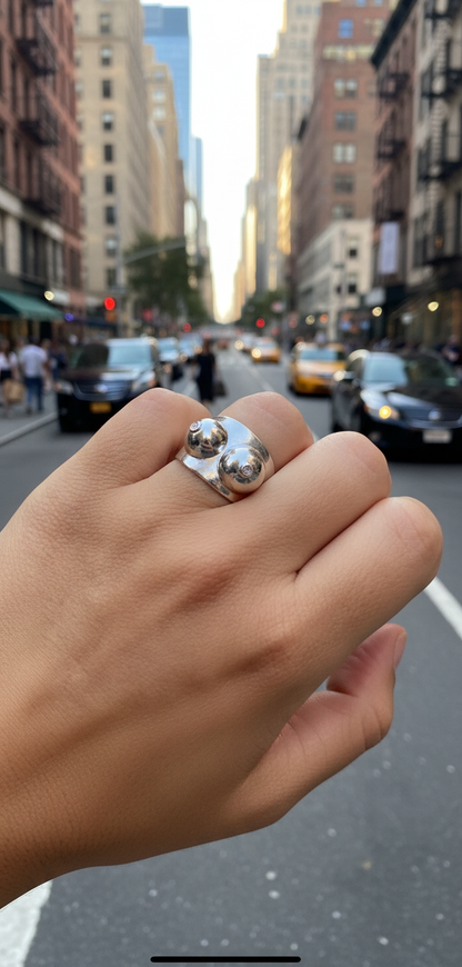 Boobs silver ring